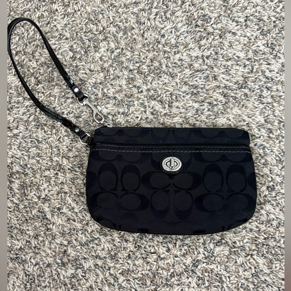 Coach Black Signature Wristlet